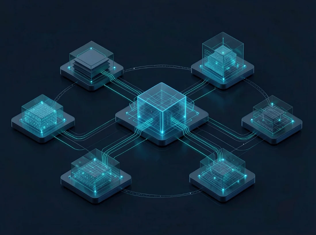 Architecture PLM distribuée reliant plusieurs systèmes par un Digital Thread gouverné.